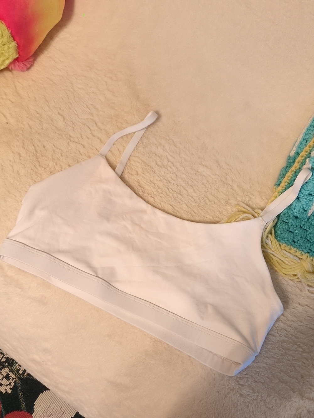 Fabletics White Adjustable-Strap Sports Bra